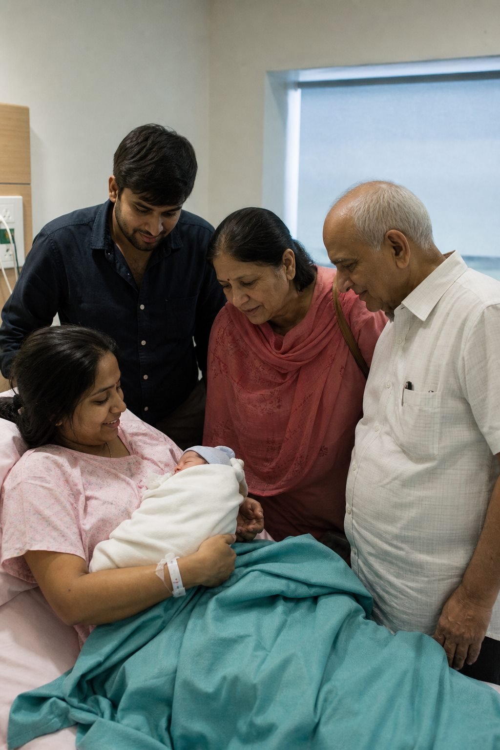 A happy family after maternity care at Ekta Women's Hospital